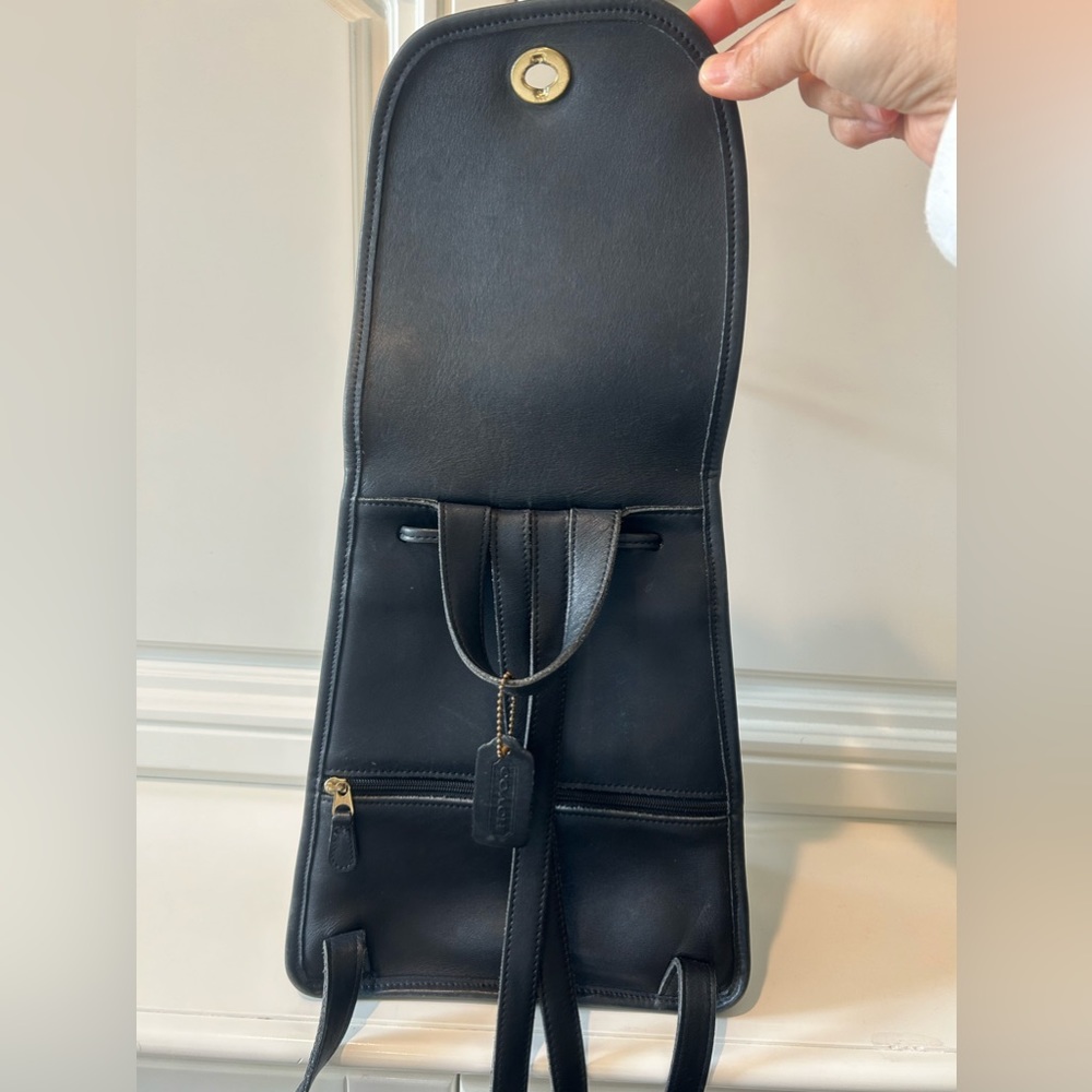 Vtg Coach large Daypack 9791 black leather USA - Picture 3 of 7